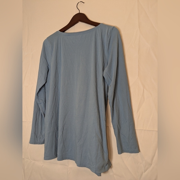 Pure jill One Pocket Top Pima Cotton Womens M Light Blue Long Sleeve Shirt - Picture 2 of 10
